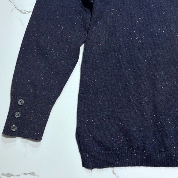 Talbots | Women’s Navy Speckled V neck Pullover Knit Sweater Sleeve Buttons Mp - Picture 8 of 14